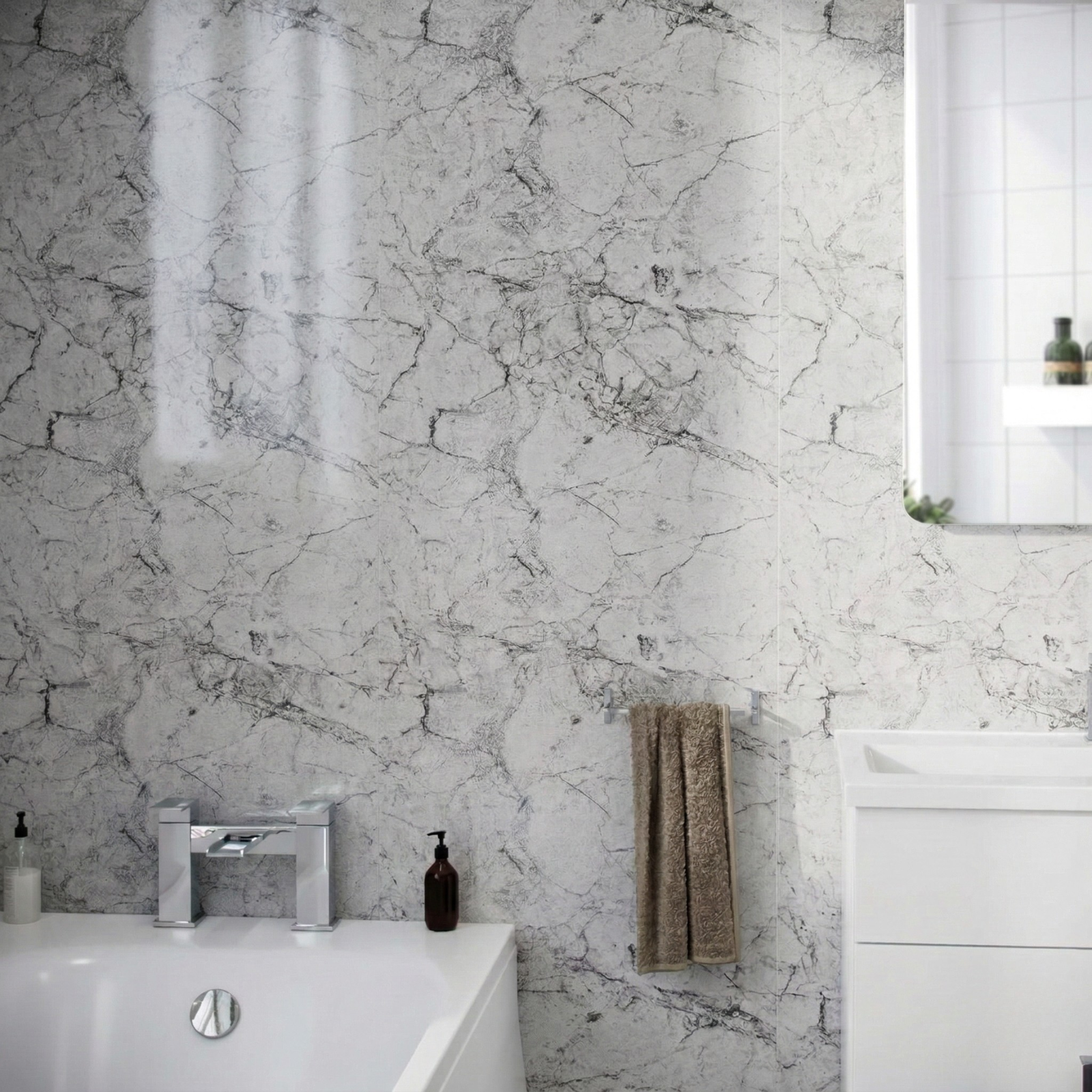 White Granite Gloss PVC Shower Wall Panel 1000mm X 2400mm X 10mm