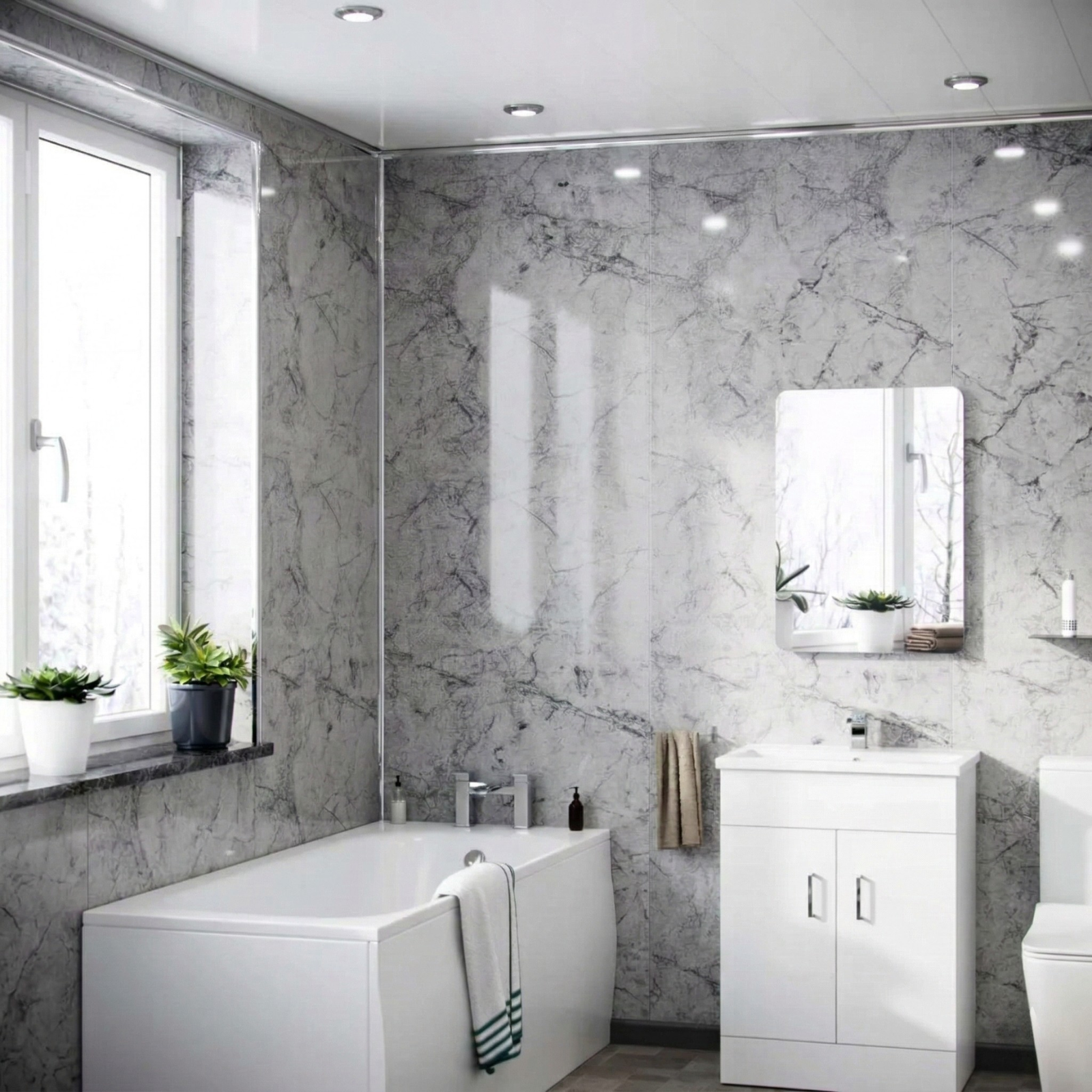 White Granite Gloss PVC Shower Wall Panel 1000mm X 2400mm X 10mm