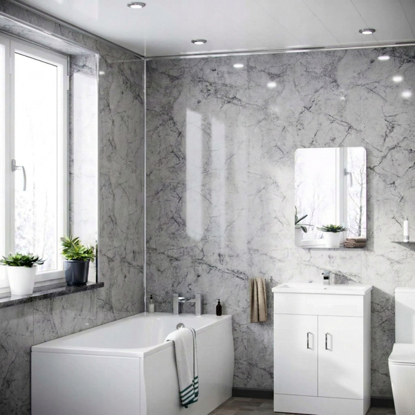 White Granite Gloss PVC Shower Wall Panel 1000mm X 2400mm X 10mm