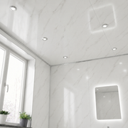White Marble Gloss PVC Ceiling Panel/Shower Wall Panel 250mm x 2700mm x 5mm (Pack Of 4)