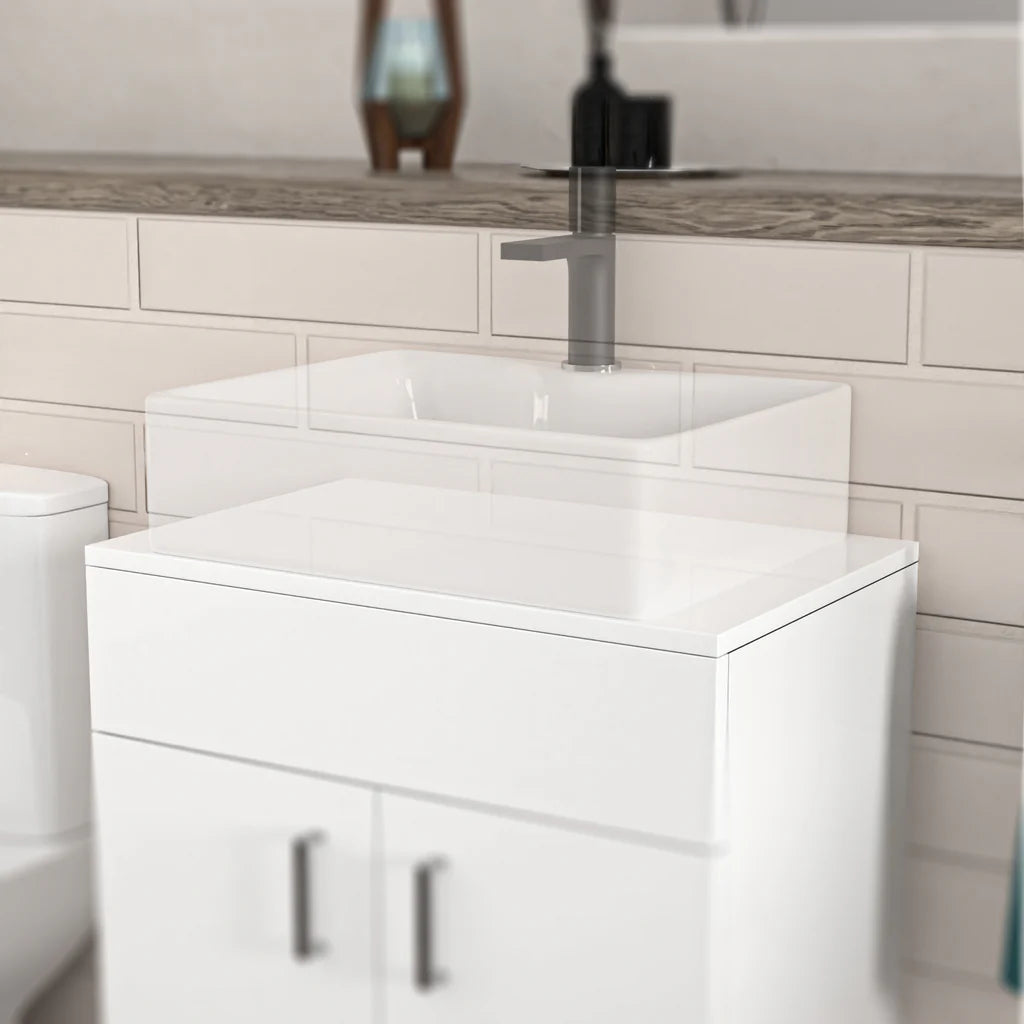 Nanuya 600mm White Moisture Resistant Vanity Cabinet Worktop