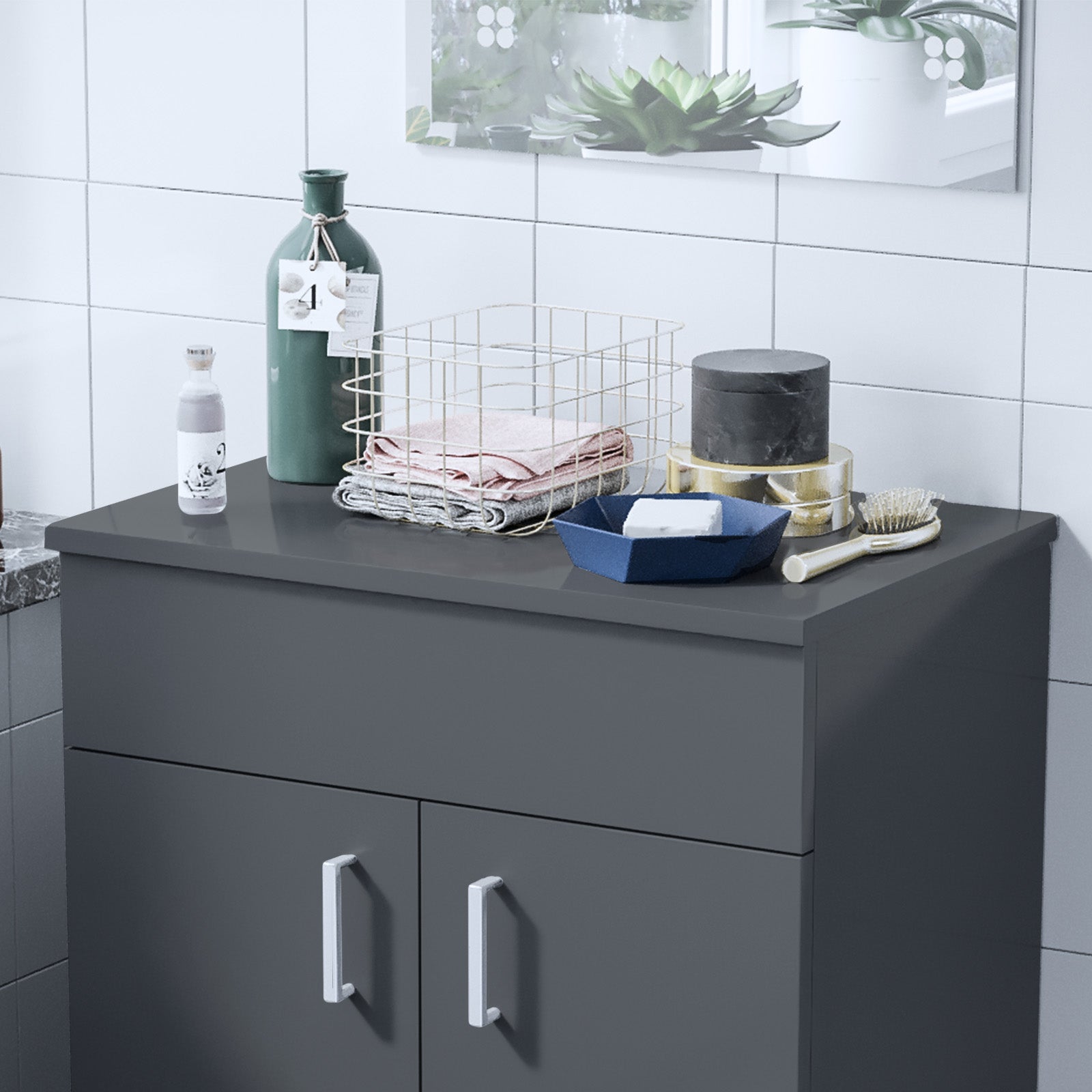 Napton 505mm Anthracite MDF Bathroom Worktop For Vanity Cabinet