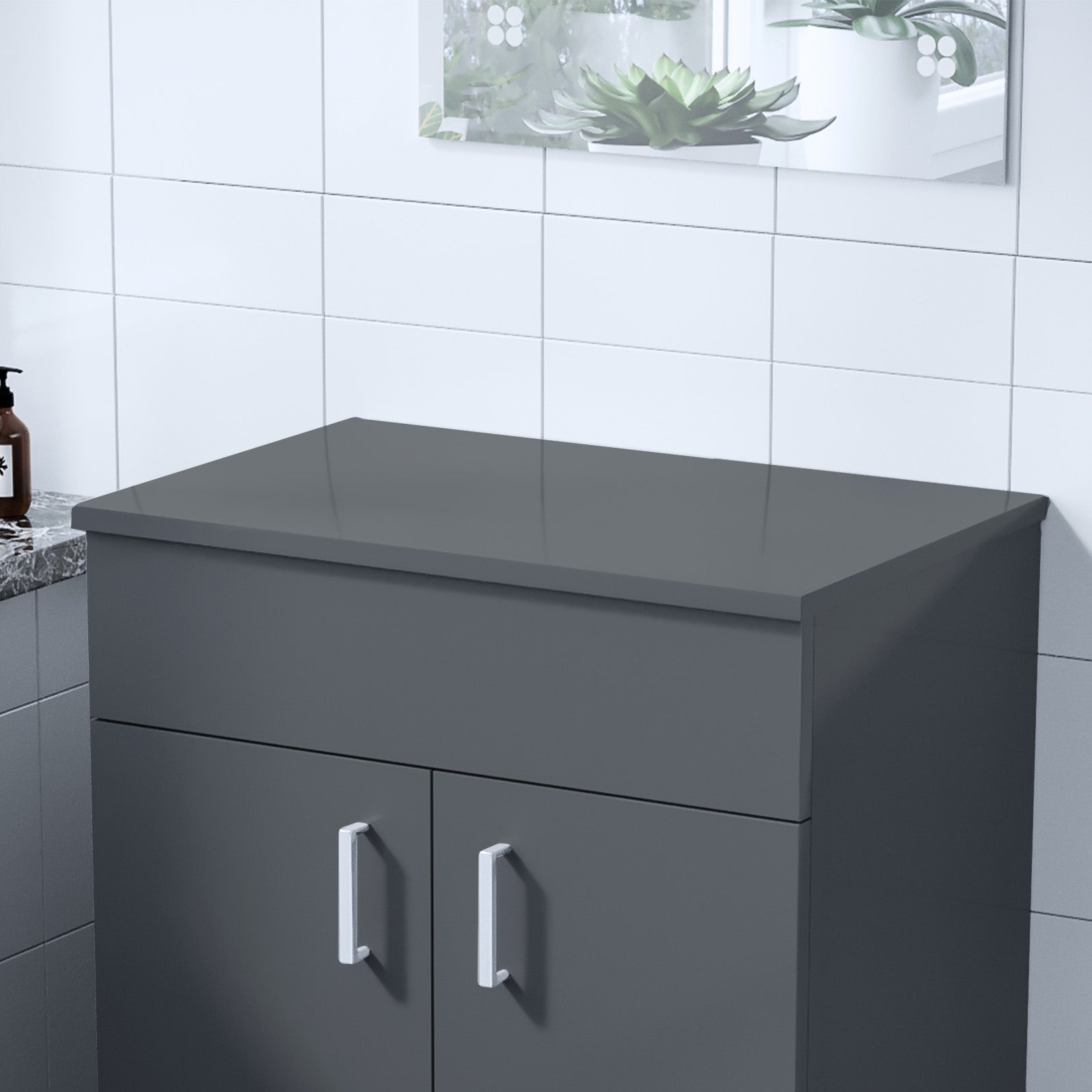 Napton 505mm Anthracite MDF Bathroom Worktop For Vanity Cabinet