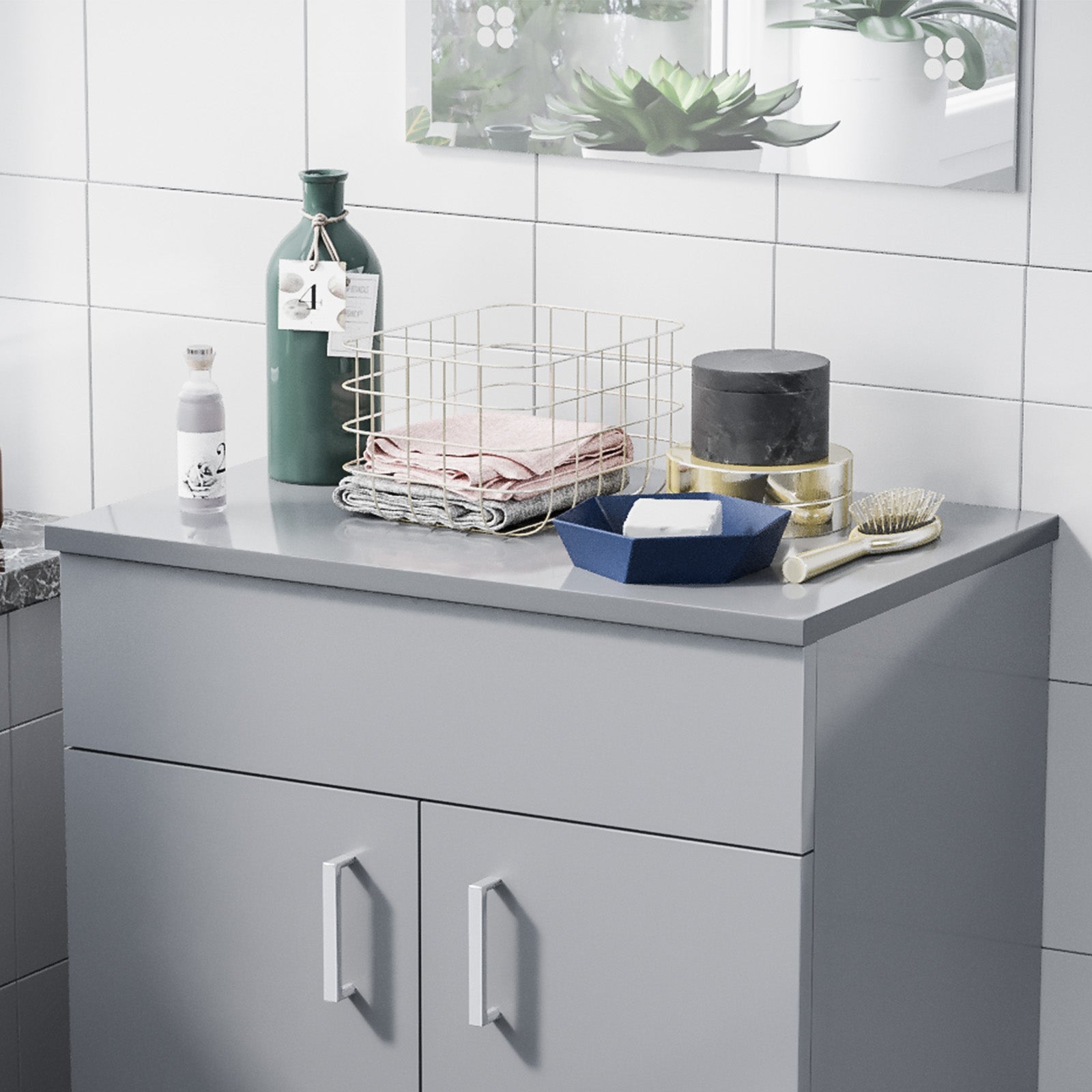 Napton 505mm Grey MDF Bathroom Worktop For Vanity Cabinet