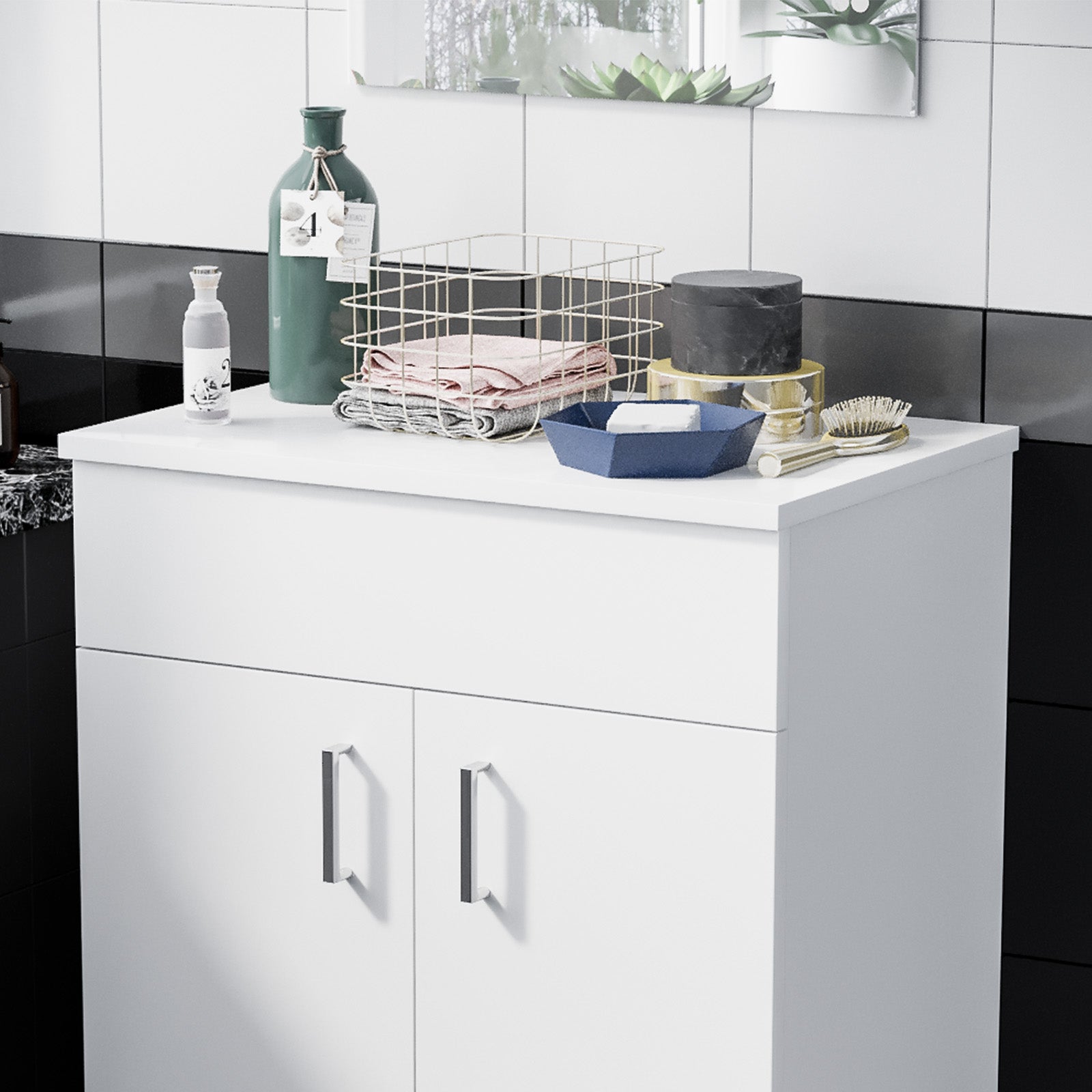 Frankton 605mm Gloss White MDF Bathroom Worktop For Vanity Cabinet