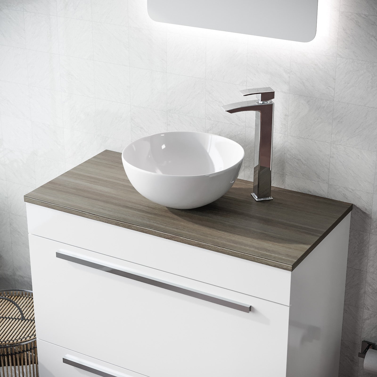 Kendal 805mm Oak MDF Bathroom Worktop For Vanity Cabinet