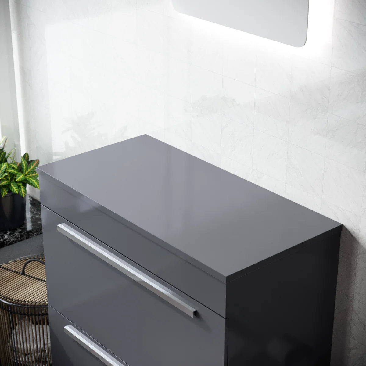 800mm Gloss Grey MDF Bathroom Worktop For Vanity Cabinet