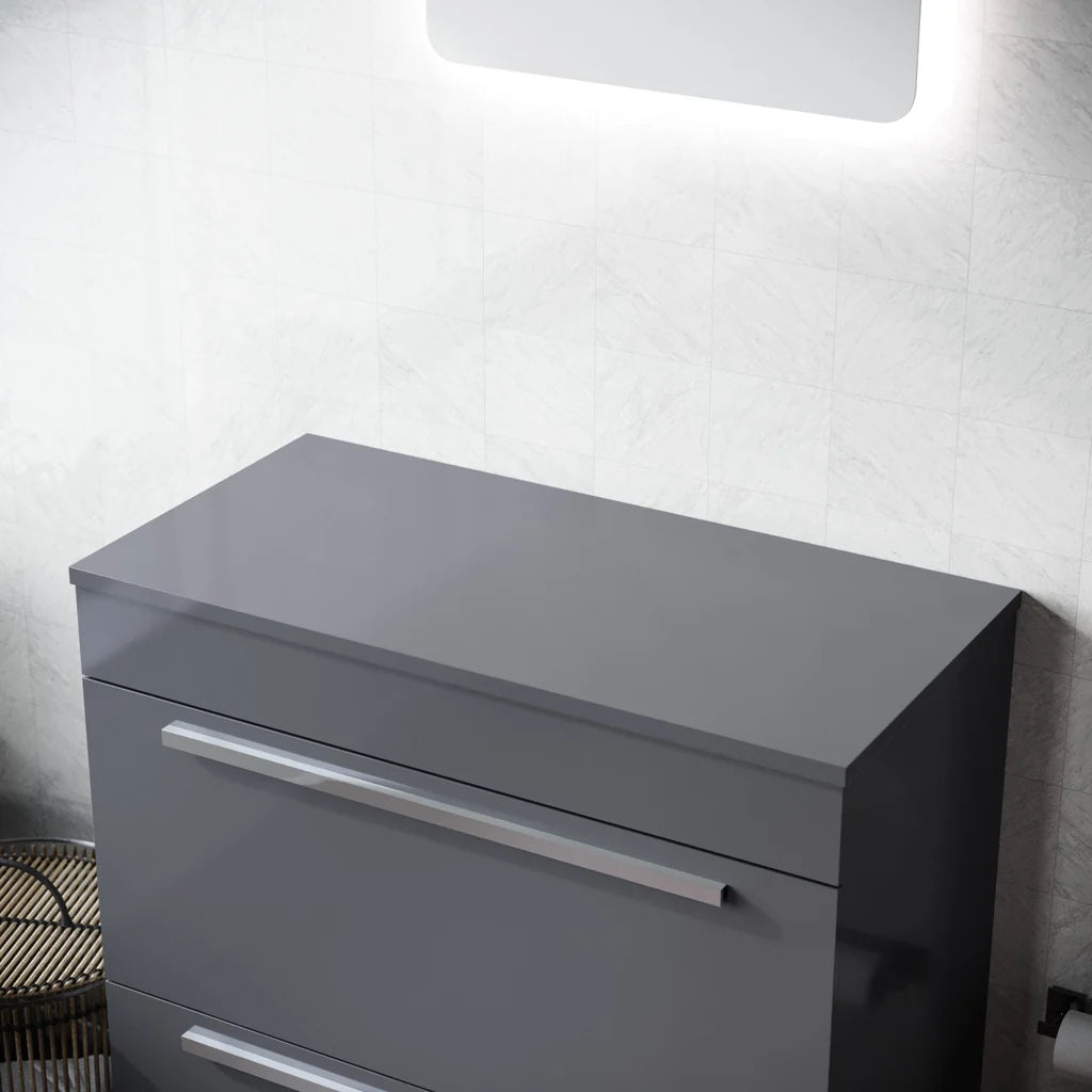 800mm Gloss Grey MDF Bathroom Worktop For Vanity Cabinet