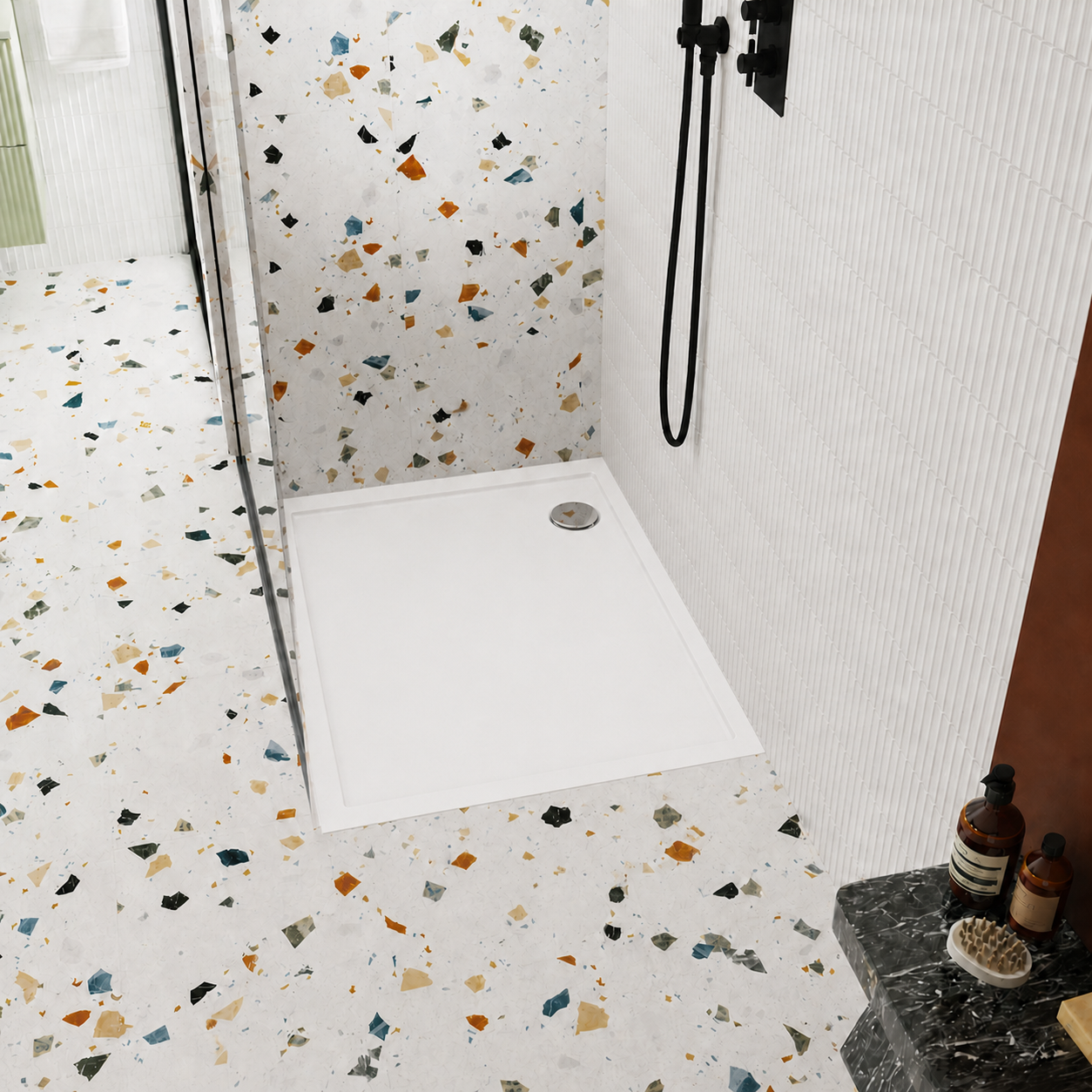 White square shower tray image front veiw