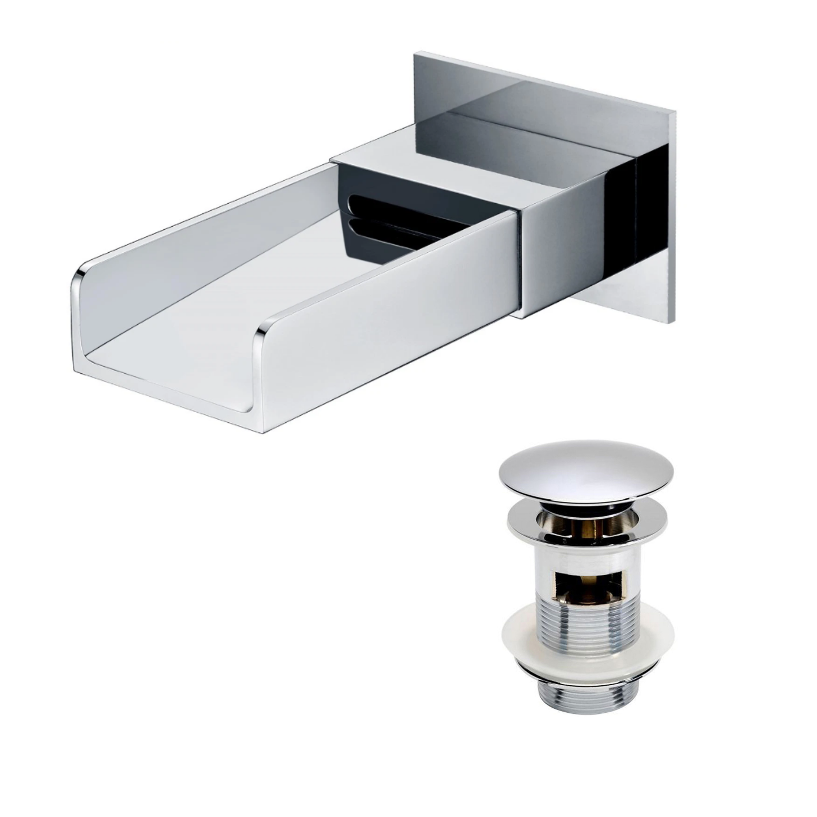 Chrome Wall Mounted Waterfall Spout Tap Chrome