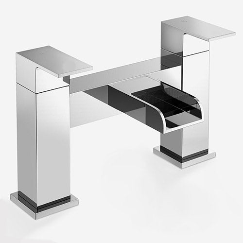 Ellen L-Shaped Shower Bath with Vanity Unit, Rimless Toilet, Taps & Shower