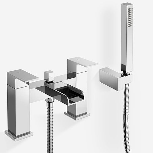 Ellen 1700mm Bath, 550mm Vanity Basin Unit, Rimless Close Coupled Toilet, Mono Mixer, Bath Mixer & Wastes White