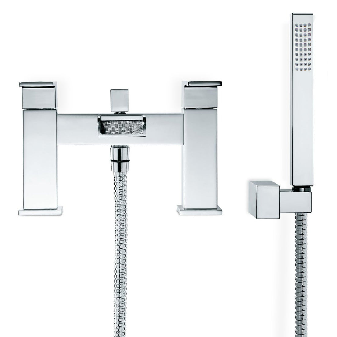 Ozone Contemporary Waterfall Deck Mounted Bath Shower & Basin Sink Mono Mixer Tap Set