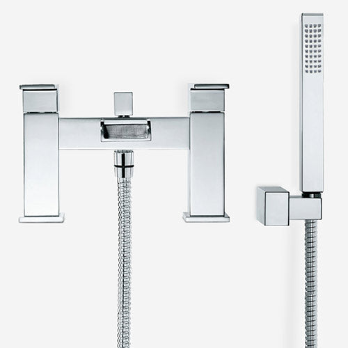 Ozone Modern Chrome Waterfall Basin Mono Tap & Bath Shower Mixer Tap + Waste
