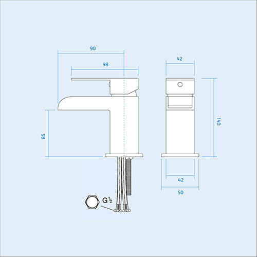 Ozone Modern Waterfall Chrome Basin Sink Mono Mixer Tap