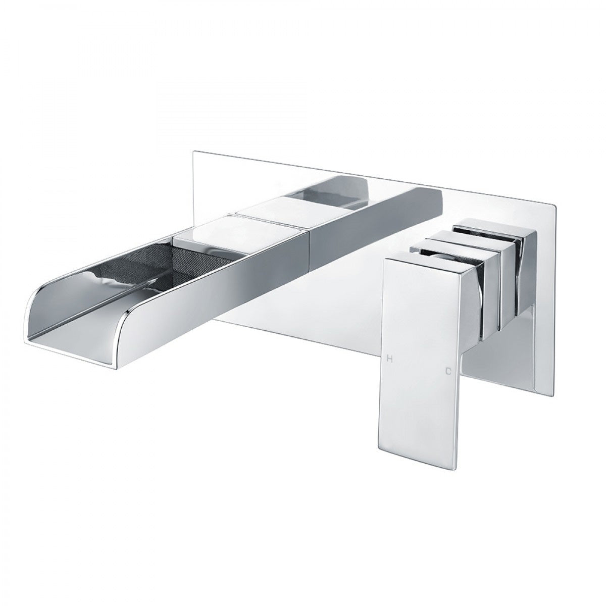 Ozone Chrome Square Waterfall Wall Mounted Basin Mixer Tap