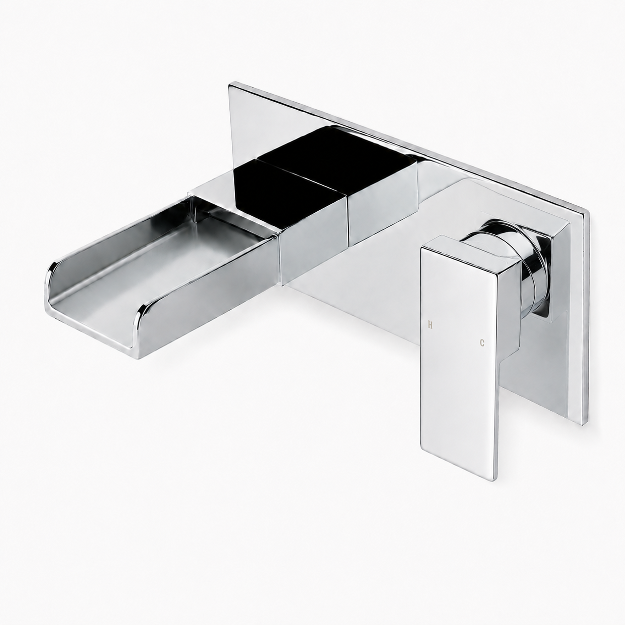 Ozone 160mm Spout length Chrome Square Waterfall Wall Mounted Basin Mixer Tap