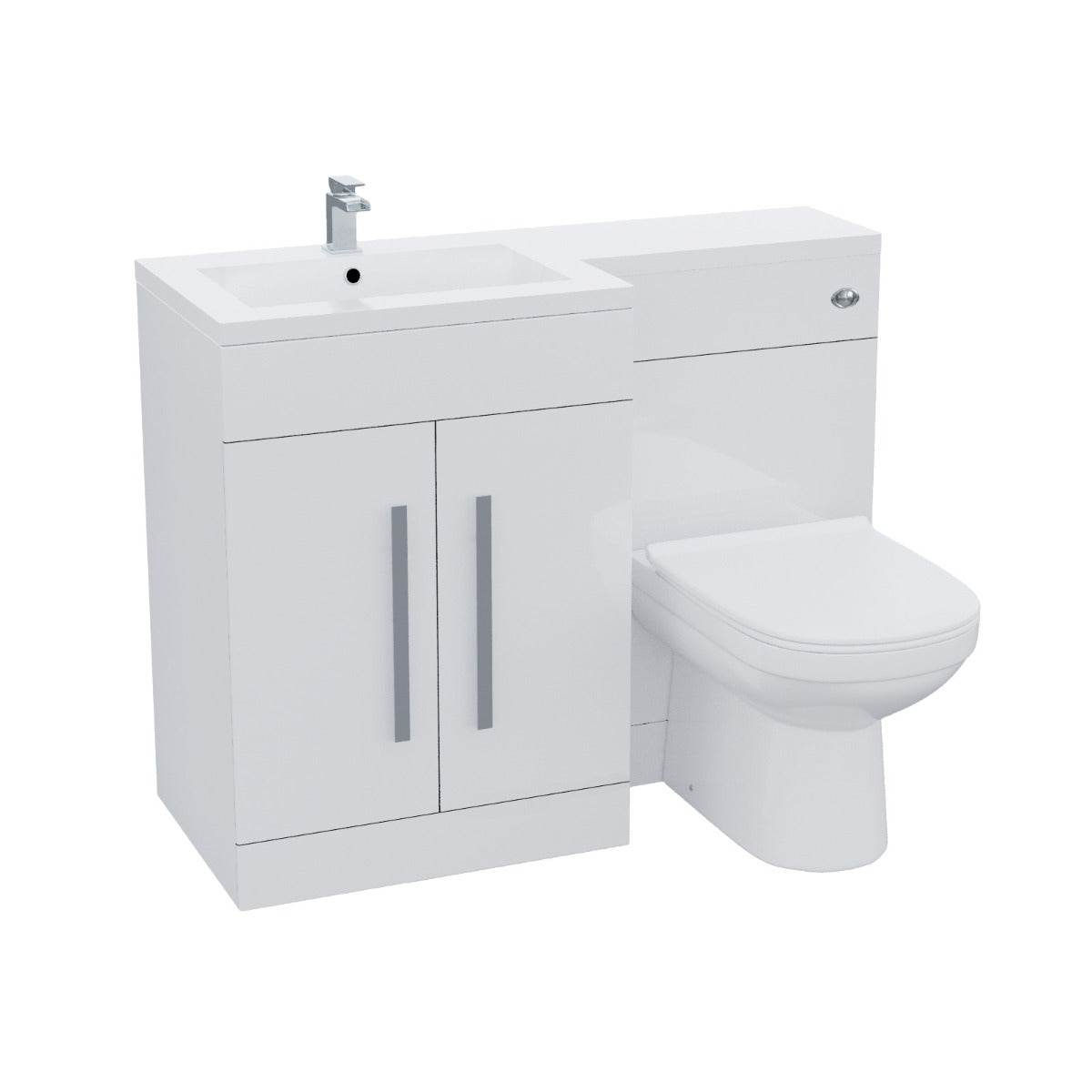 Aric 1100mm Vanity Basin Unit, WC Unit & Debra Back To Wall Toilet White