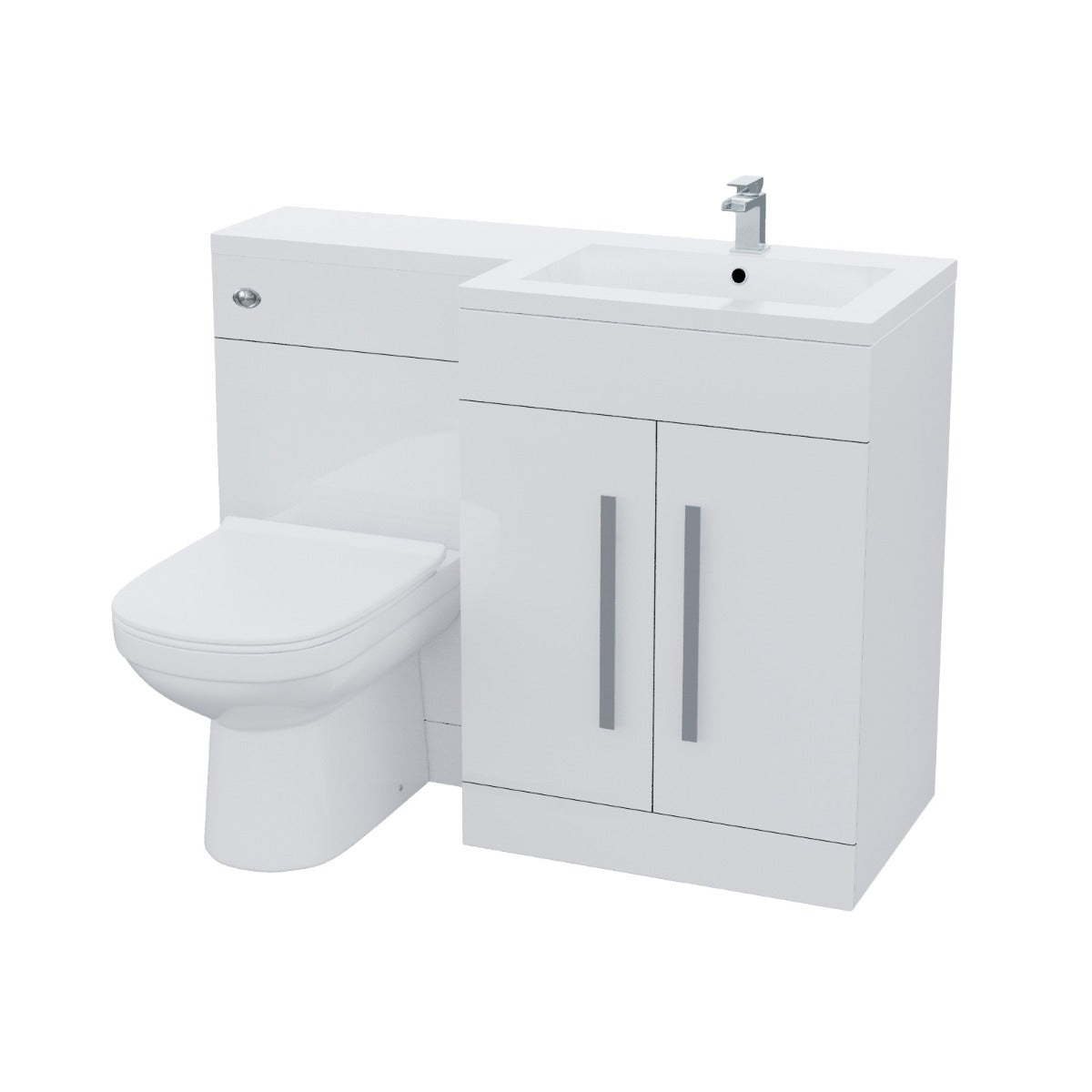 Aric 1100mm White Right Hand Basin Vanity Unit & BTW Toilet Flat Pack