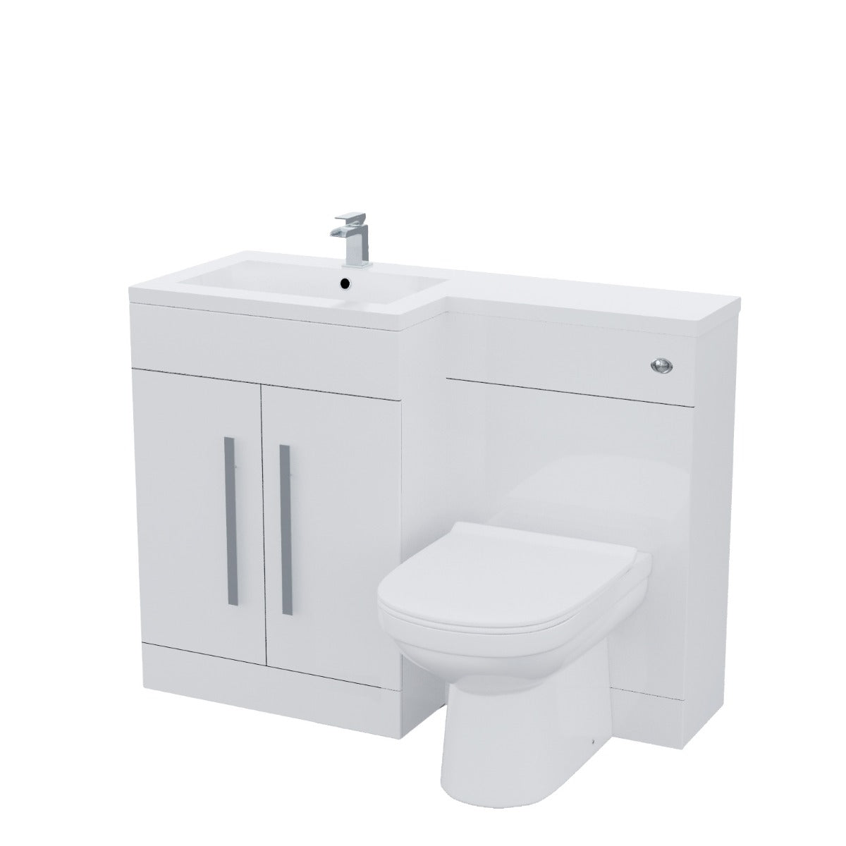 Aric 1100mm Vanity Basin Unit, WC Unit & Debra Back To Wall Toilet White