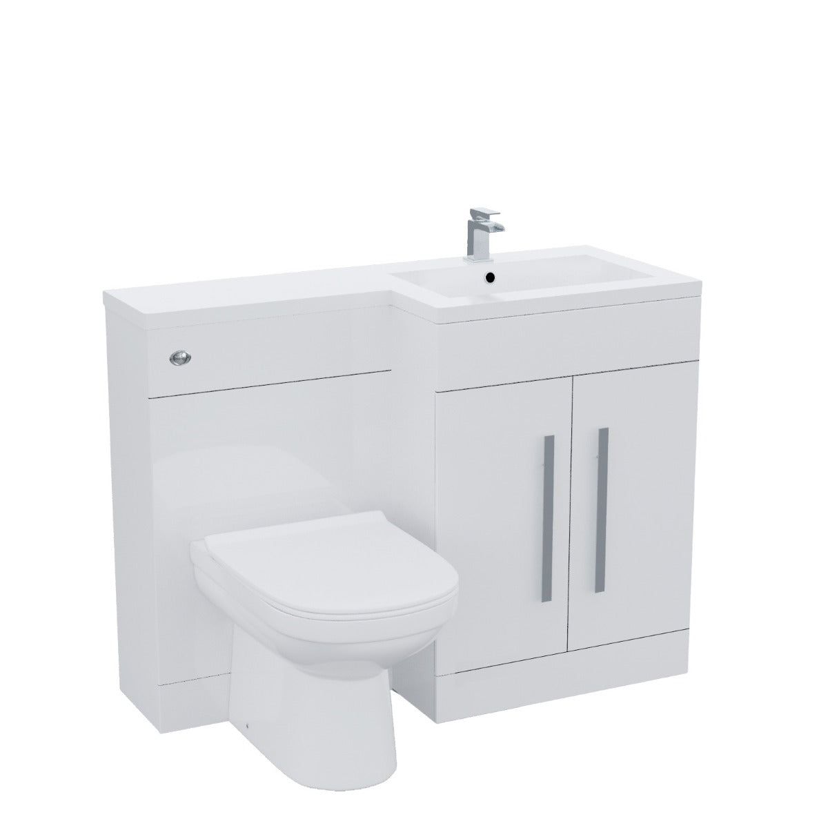 Aric 1100mm White Right Hand Basin Vanity Unit & BTW Toilet Flat Pack