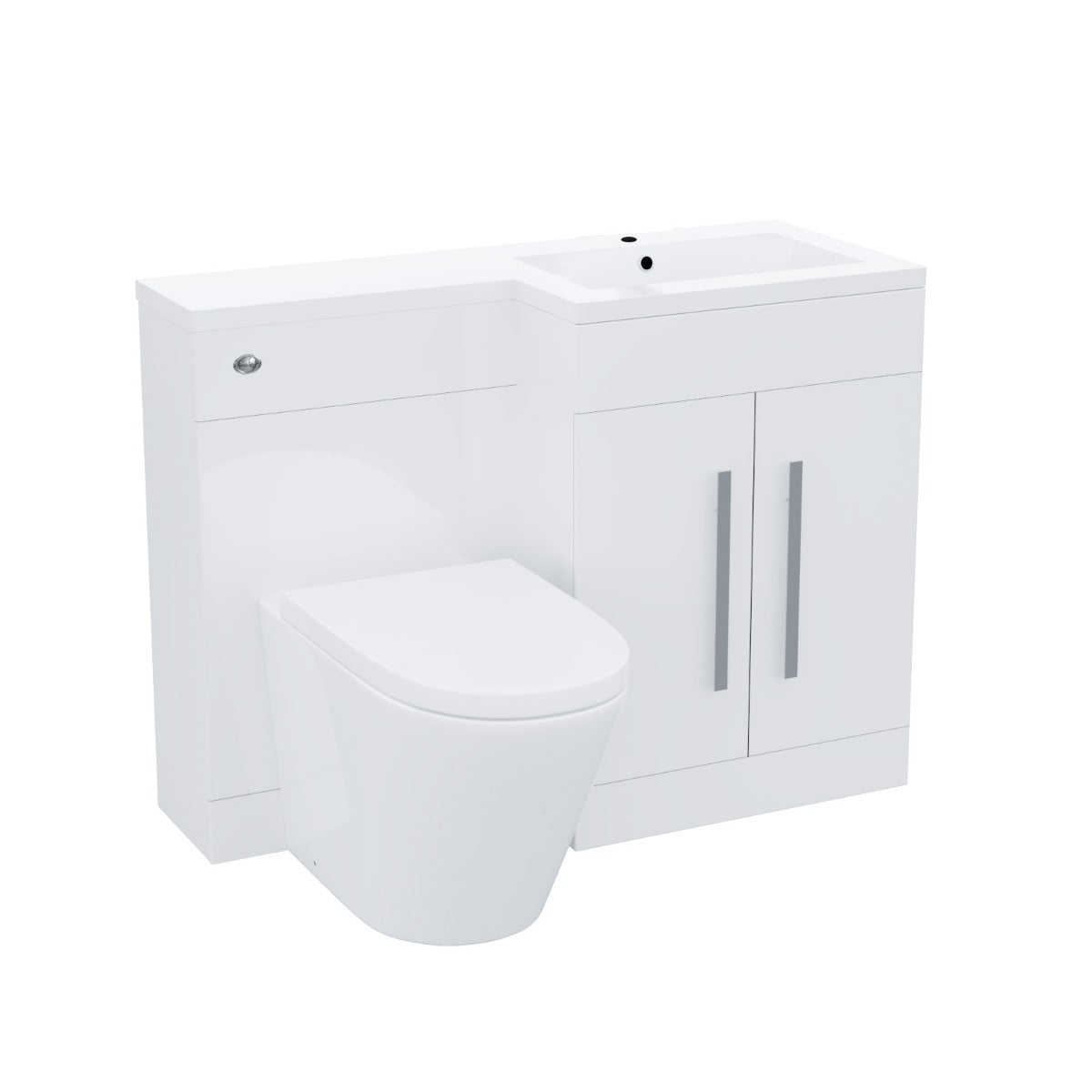 Aric RH 1100mm Flat pack Vanity Basin Unit, WC Unit & Debra Back To Wall Toilet Grey