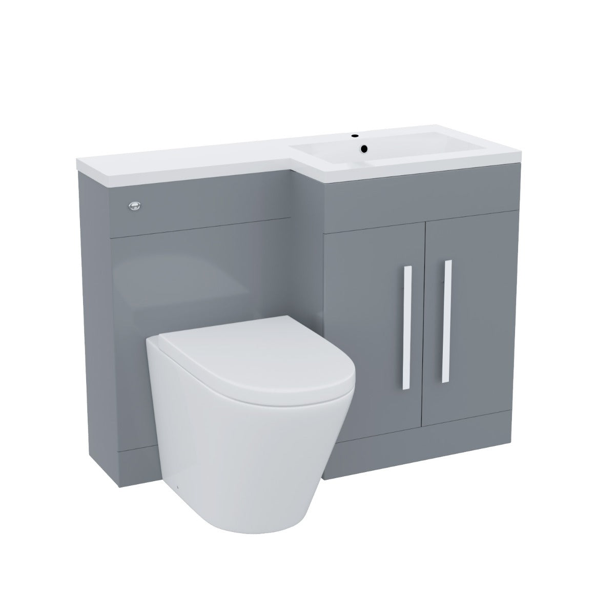 Aric Grey 1100mm RH Basin Vanity Cabinet & BTW Curved Toilet Flat Pack