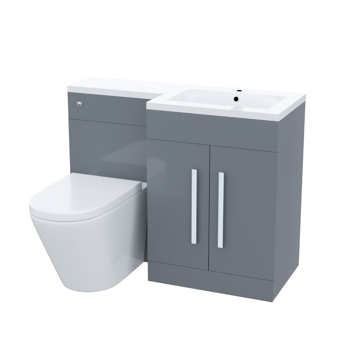 Aric Grey 1100mm RH Basin Vanity Cabinet & BTW Curved Toilet Flat Pack