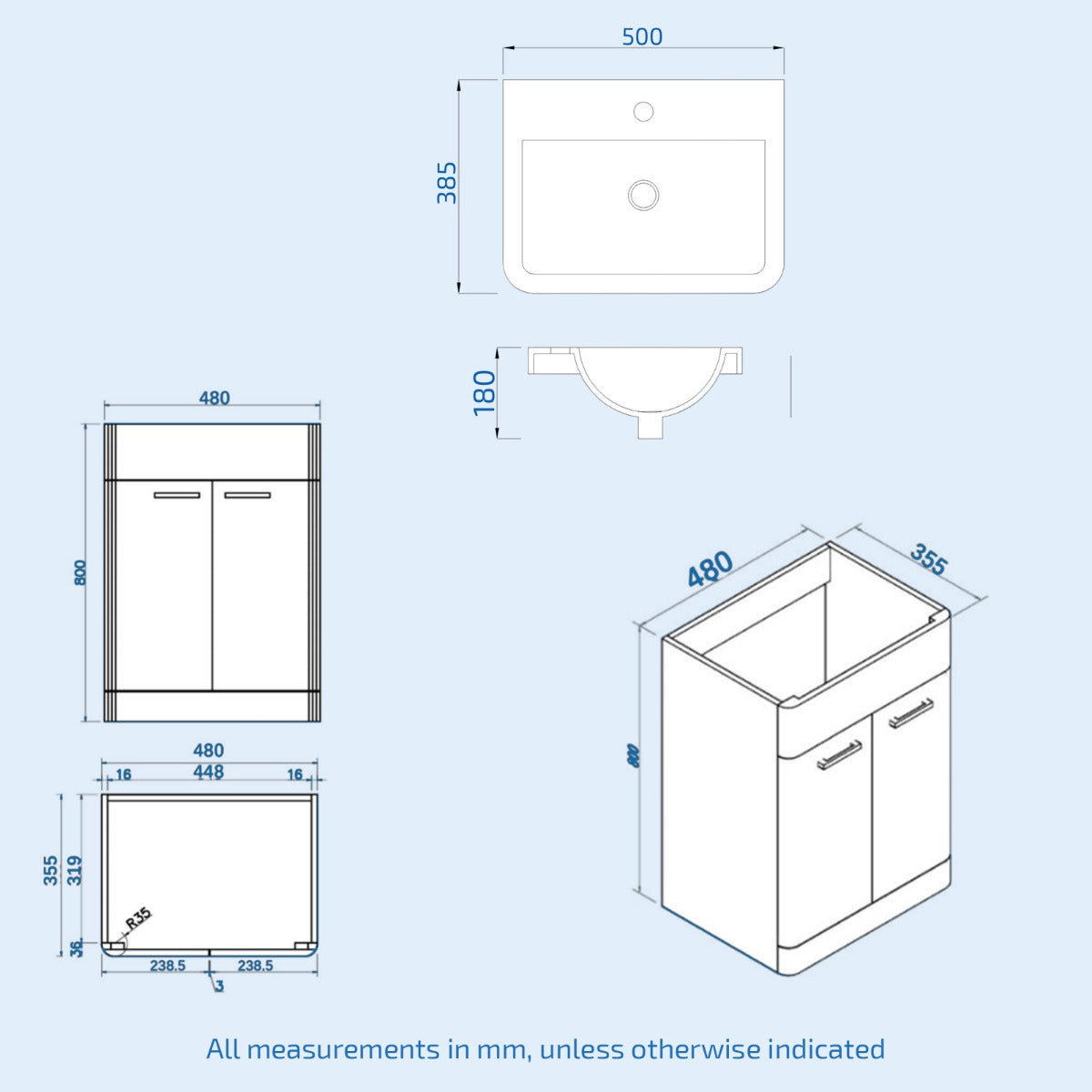Afern Anthracite 1000mm Vanity Cabinet, WC Unit Rimless BTW Toilet