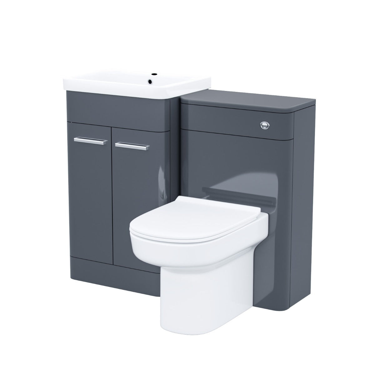 Afern Anthracite 1000mm Vanity Cabinet with WC Unit And Back To Wall Toilet
