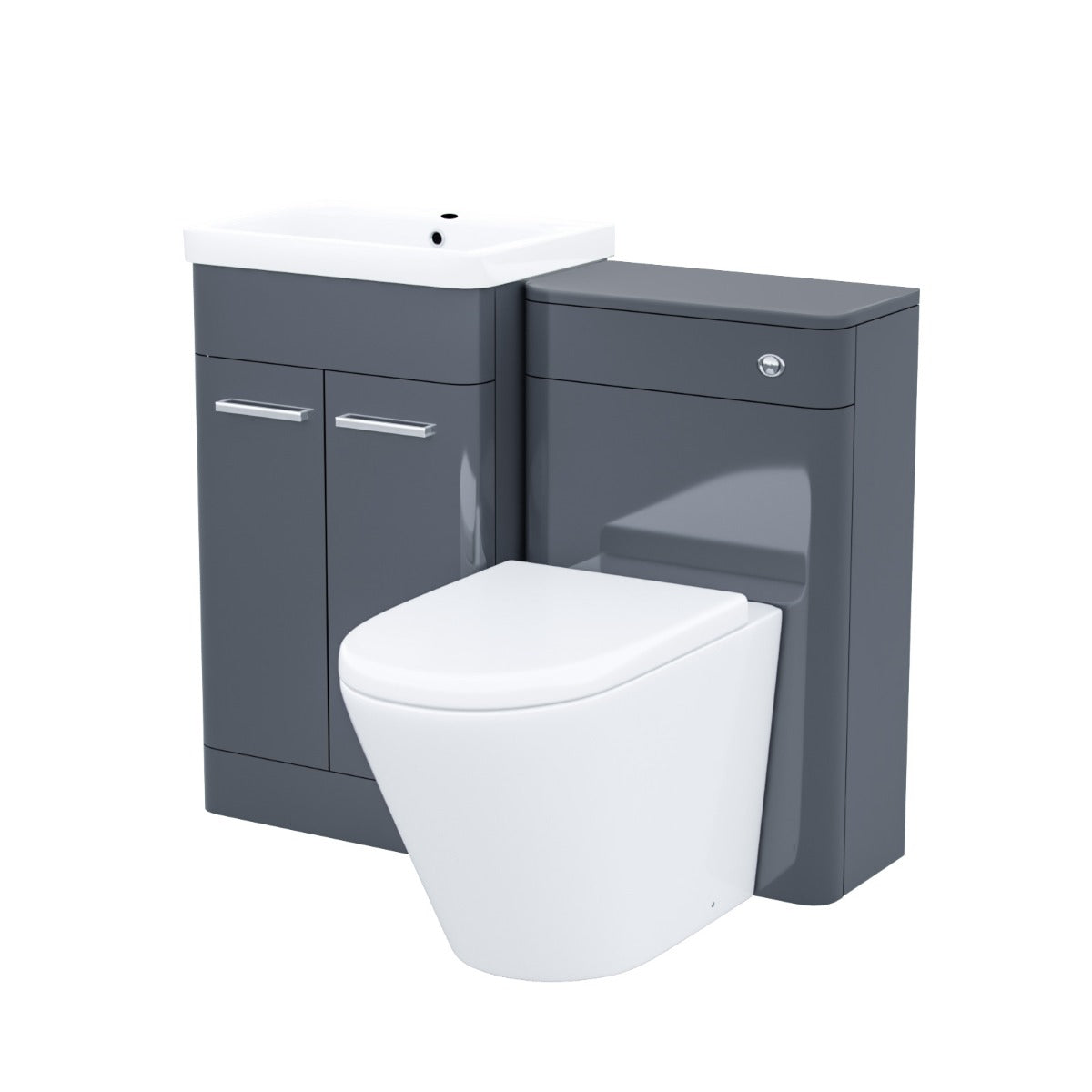 Afern 1000mm Vanity Cabinet, WC Unit Rimless BTW Toilet Dark Grey