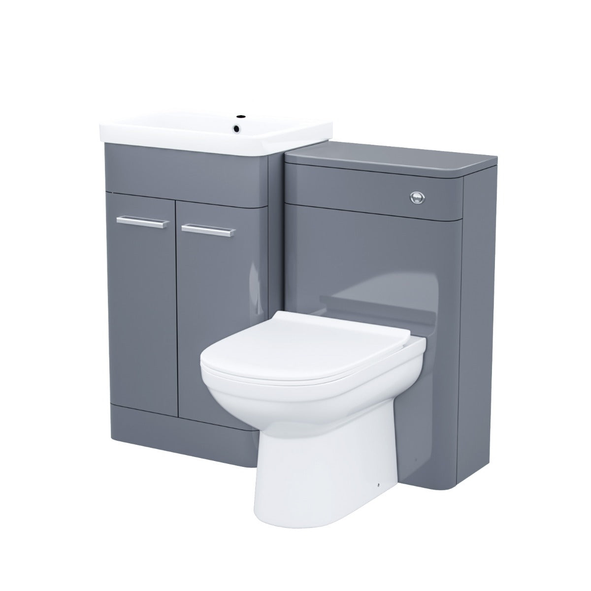 Afern Steel Grey 500mm Vanity Basin Unit, WC Unit & Elso Back to Wall Toilet