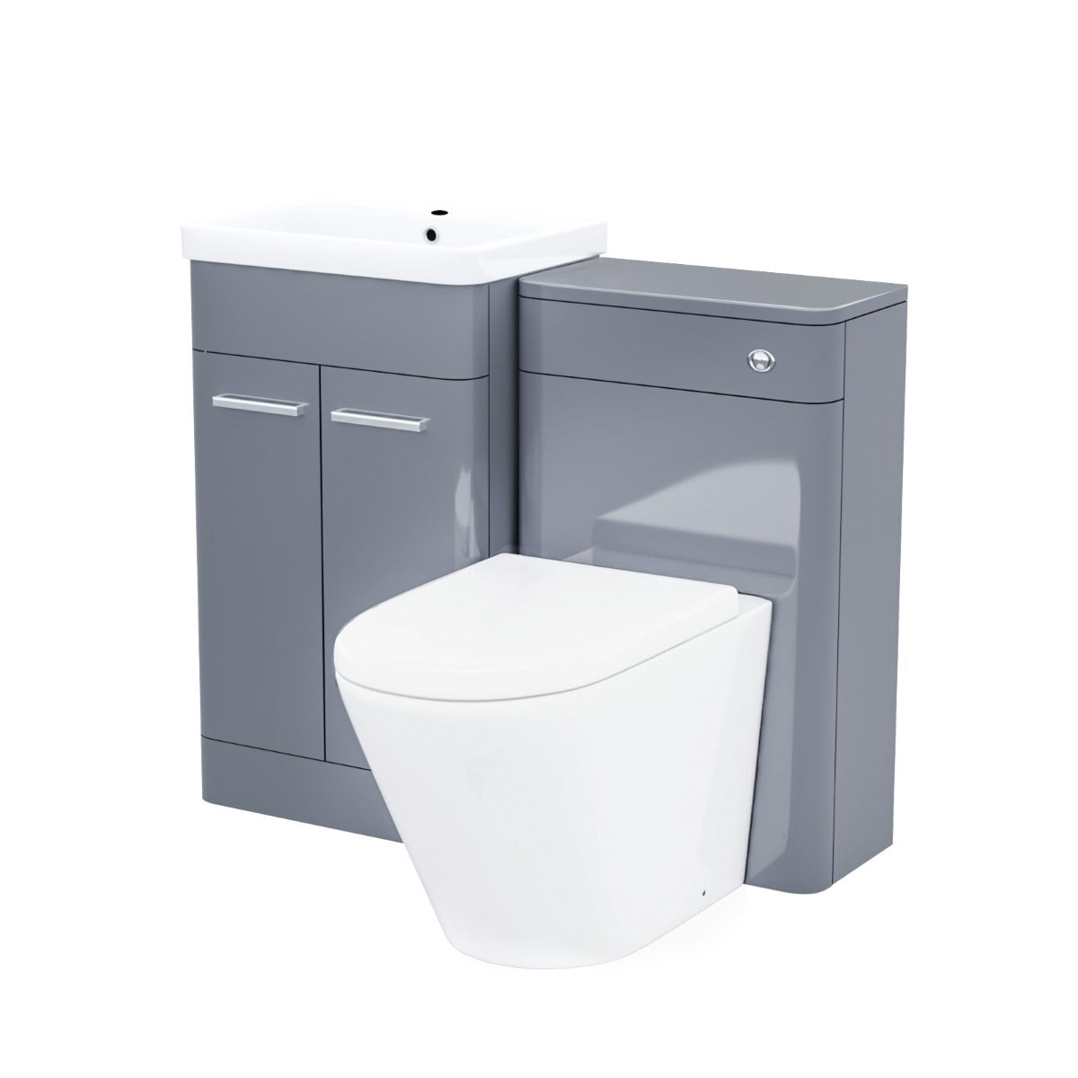 Afern Steel Grey 1000mm Vanity Cabinet with WC Unit And Round Rimless BTW Toilet Amie
