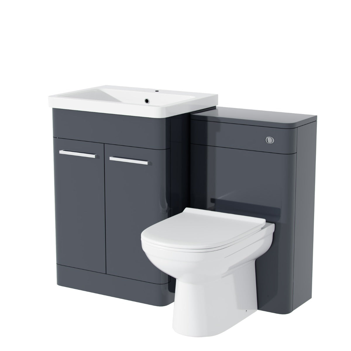 Afern Anthracite 600mm Vanity Basin Unit, WC Unit & Elso Back to Wall Toilet