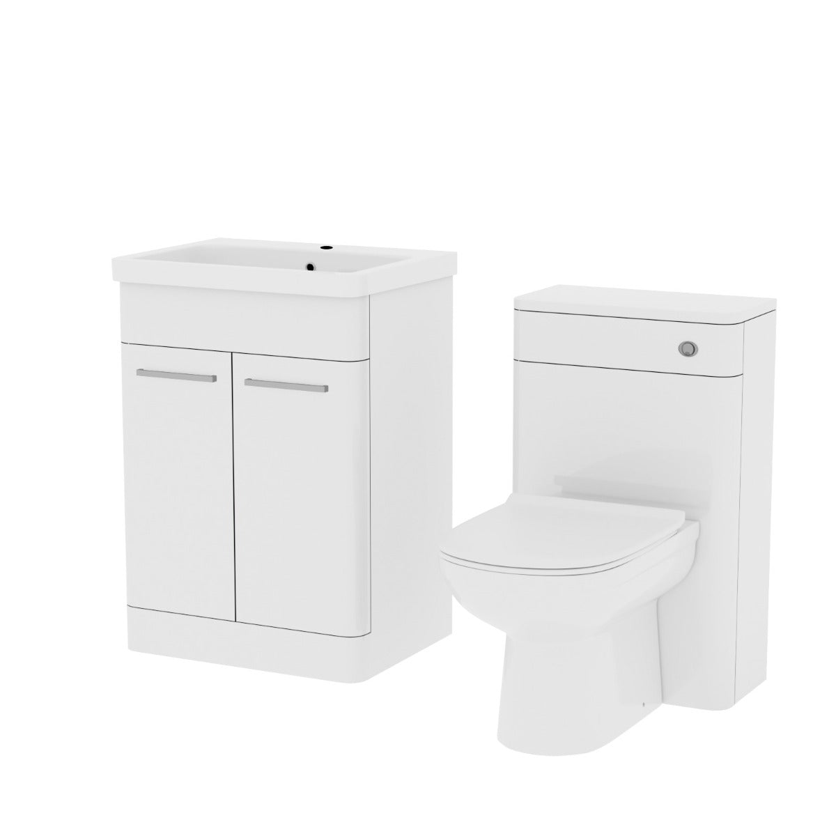 Afern 600mm Vanity Basin Unit, WC Unit & Elso Back to Wall Toilet White