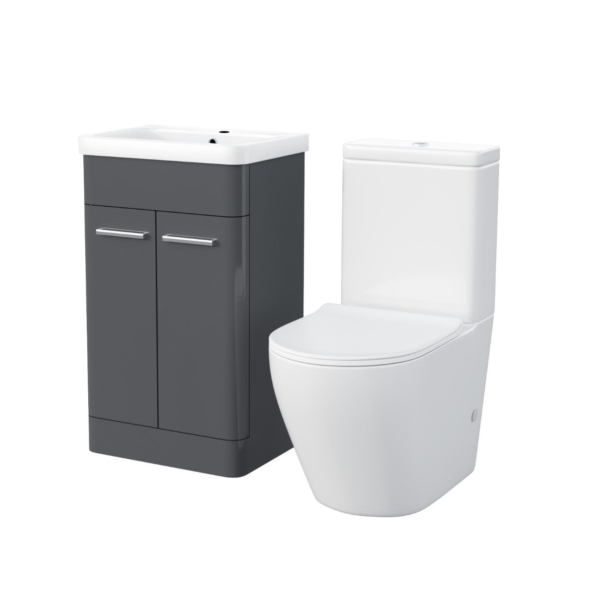 Afern 500mm Freestanding Vanity Unit and Close Coupled Rimless Toilet Anthracite