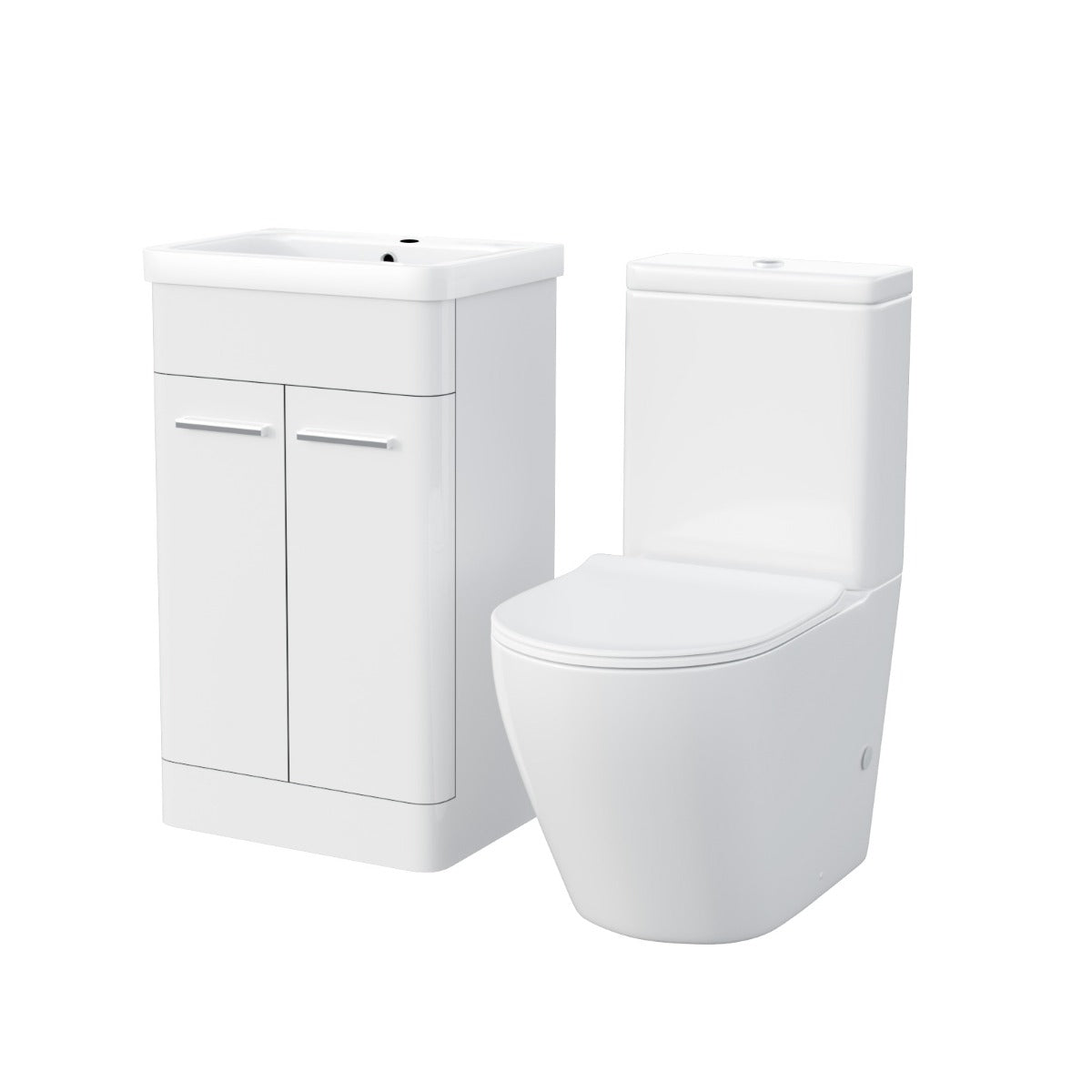 Afern 500mm Freestanding Vanity Unit and Close Coupled Rimless Toilet White