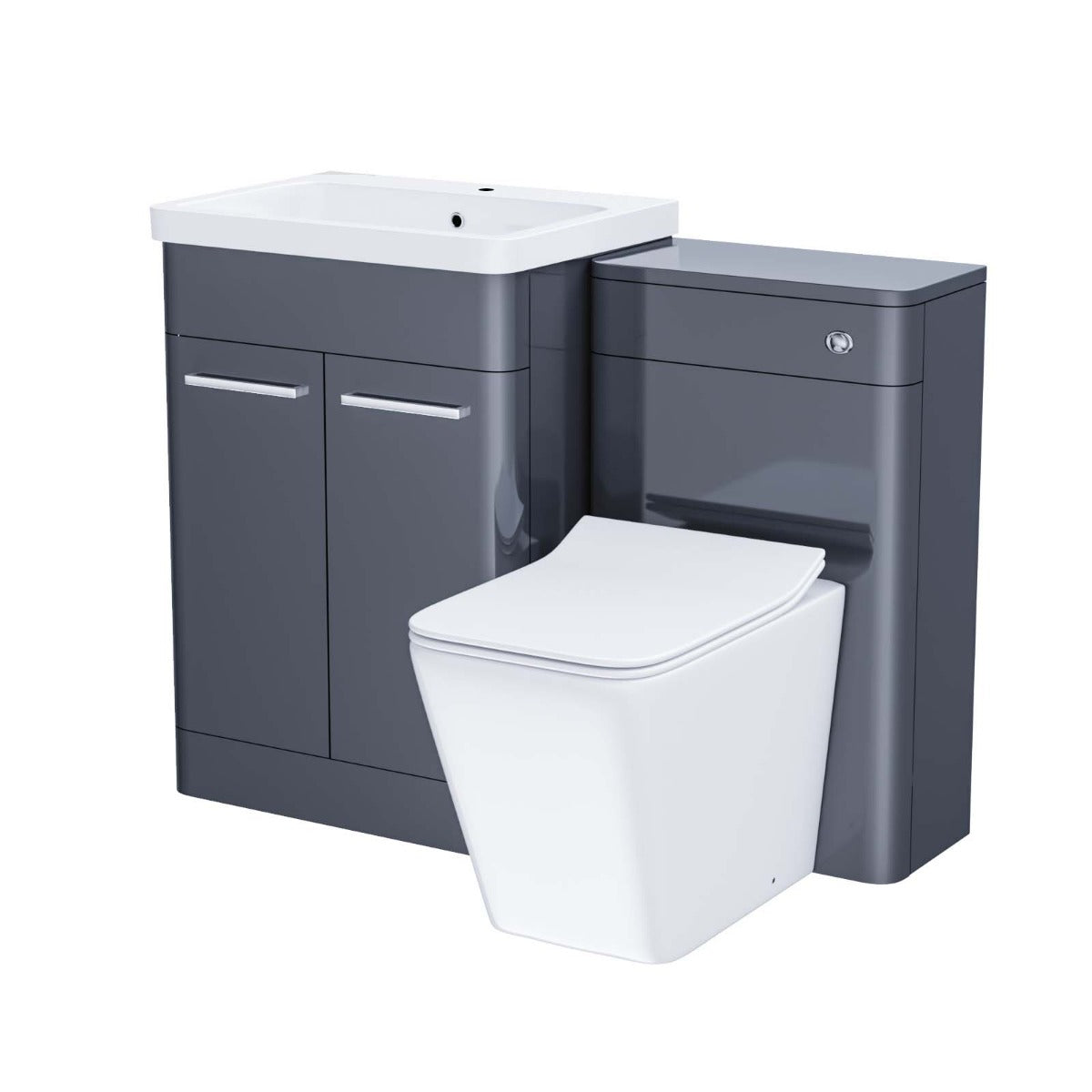 Afern Anthracite 1100mm Vanity Basin with Unit WC Unit & Back to Wall Toilet