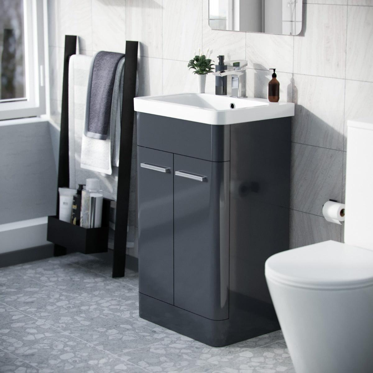 Afern 500mm Vanity Unit Cabinet and Wash Basin Anthracite