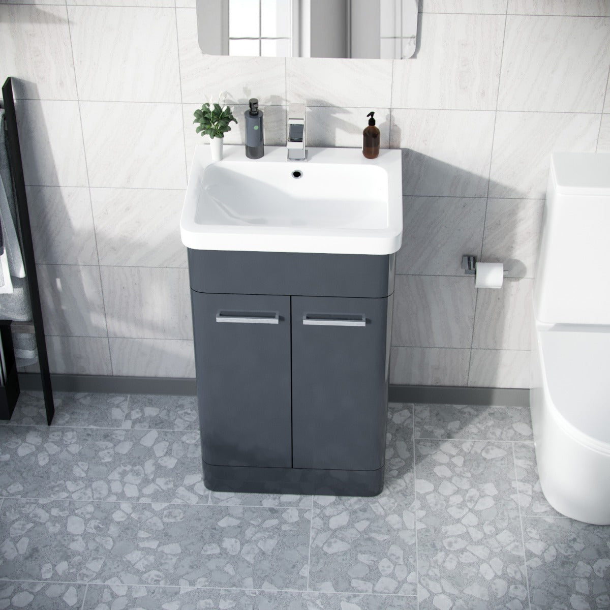 Afern 500mm Vanity Unit Cabinet and Wash Basin Anthracite