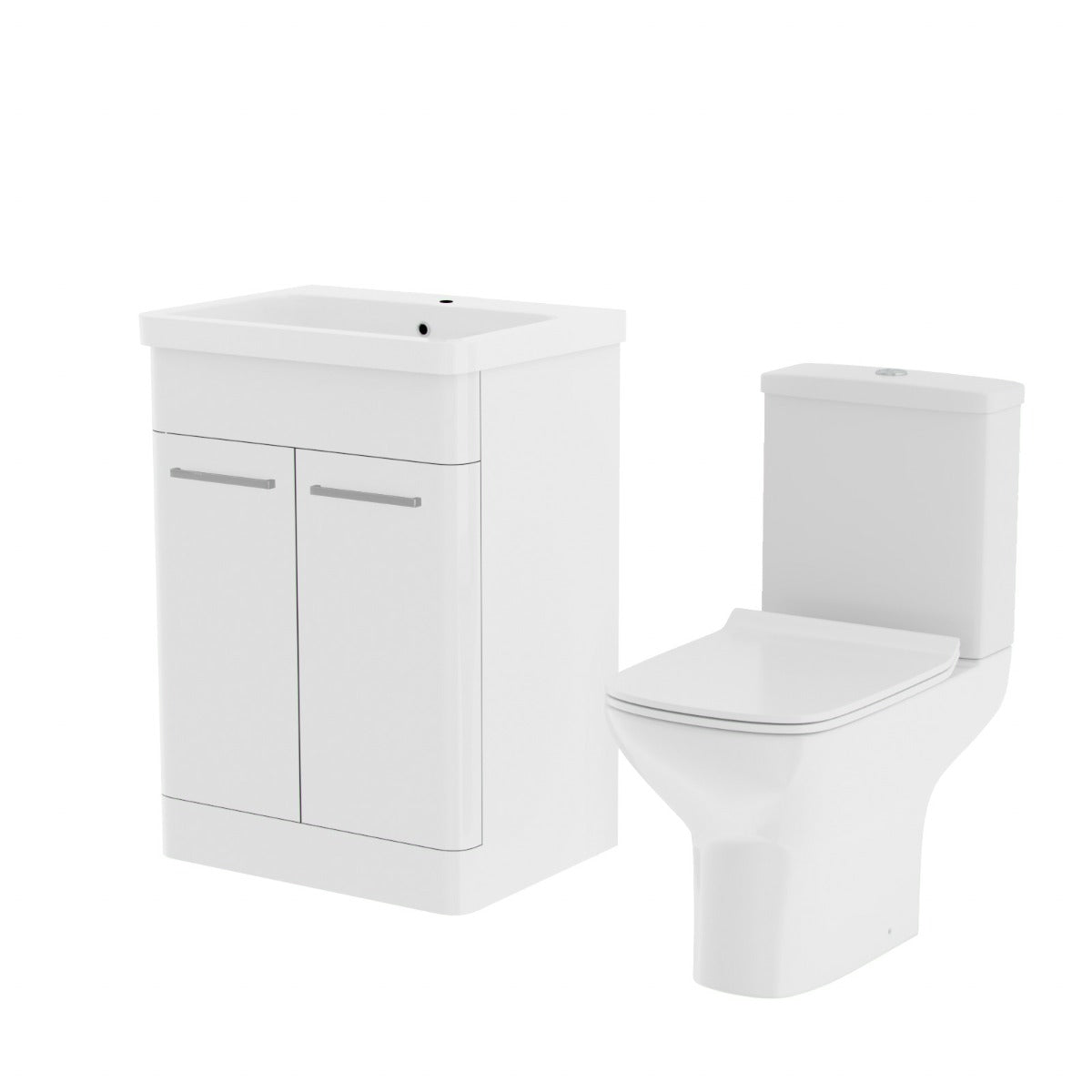 Afern 600mm Floorstanding Vanity Basin Unit & Rimless Close Coupled Toilet White