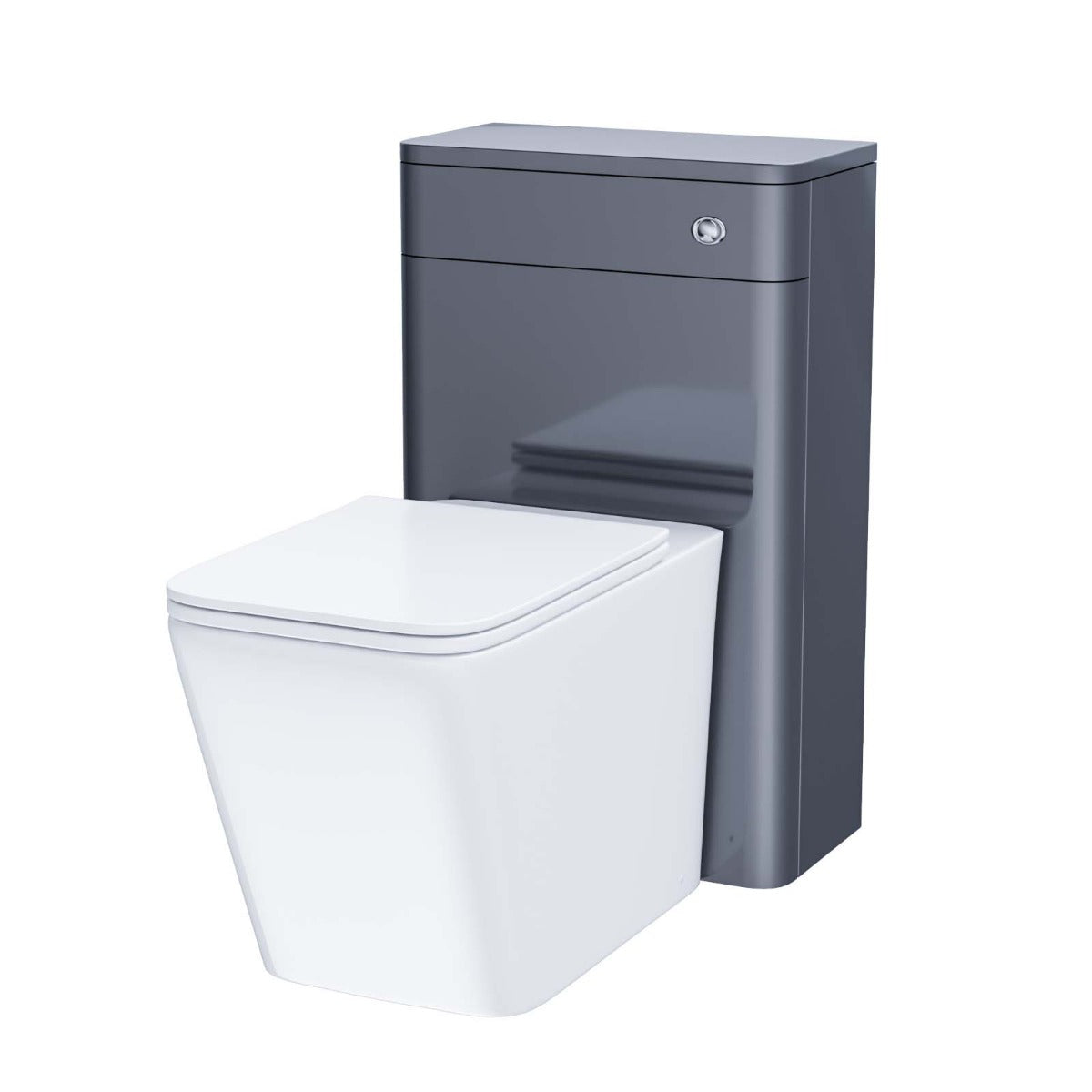 Afern Modern Anthracite 500mm Back To Wall WC Toilet Unit Rimless Space Saving