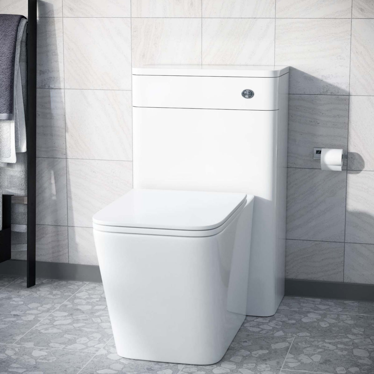 Afern Modern White 500mm Back To Wall WC Toilet Unit Rimless Space Saving