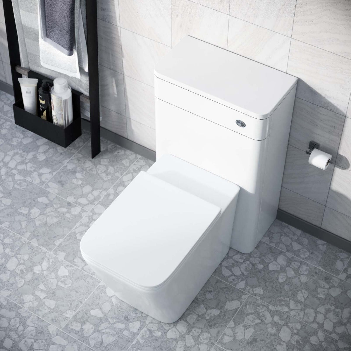 Afern Modern White 500mm Back To Wall WC Toilet Unit Rimless Space Saving