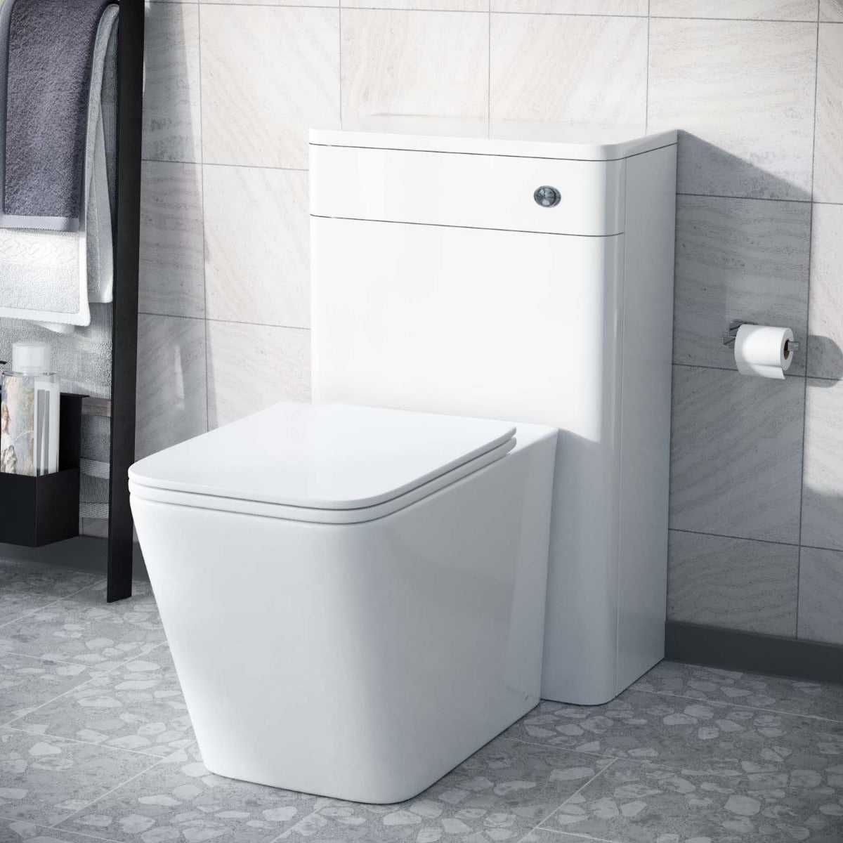 Afern Modern White 500mm Back To Wall WC Toilet Unit Rimless Space Saving