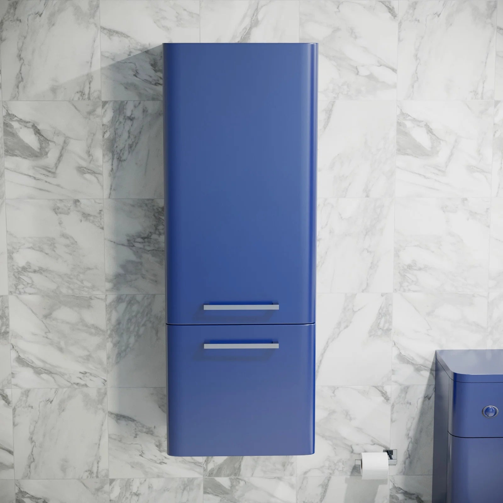 Afern Contemporary 1000mm Wall Hung Tall Cabinet - Navy