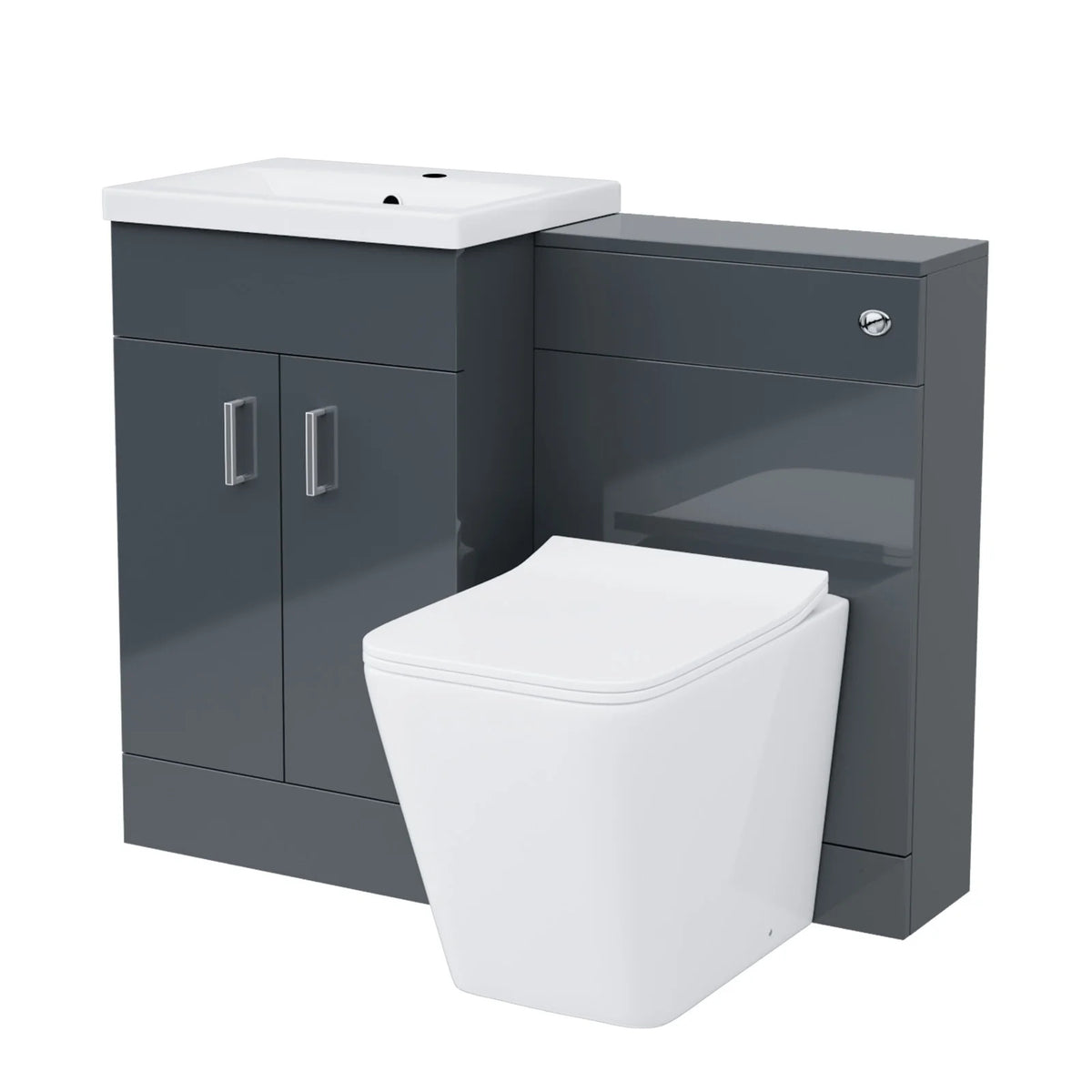 Anthracite 1000mm Freestanding Doors Vanity With WC Unit & BTW Toilet Pan