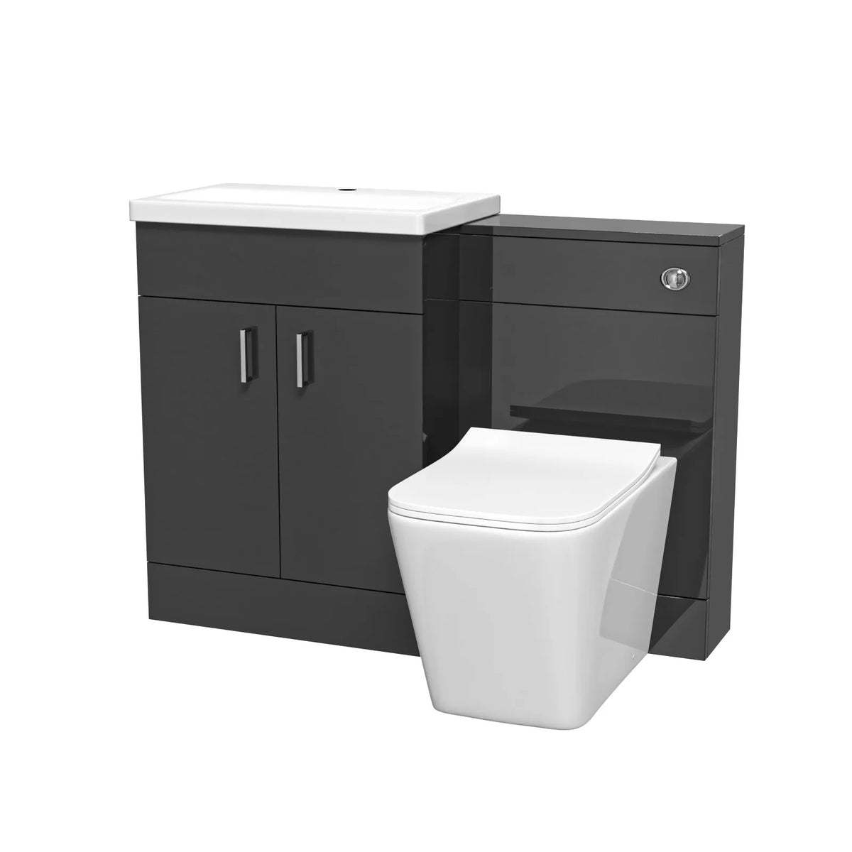 Anthracite 1100mm Freestanding Doors Vanity With WC Unit & BTW Toilet Pan