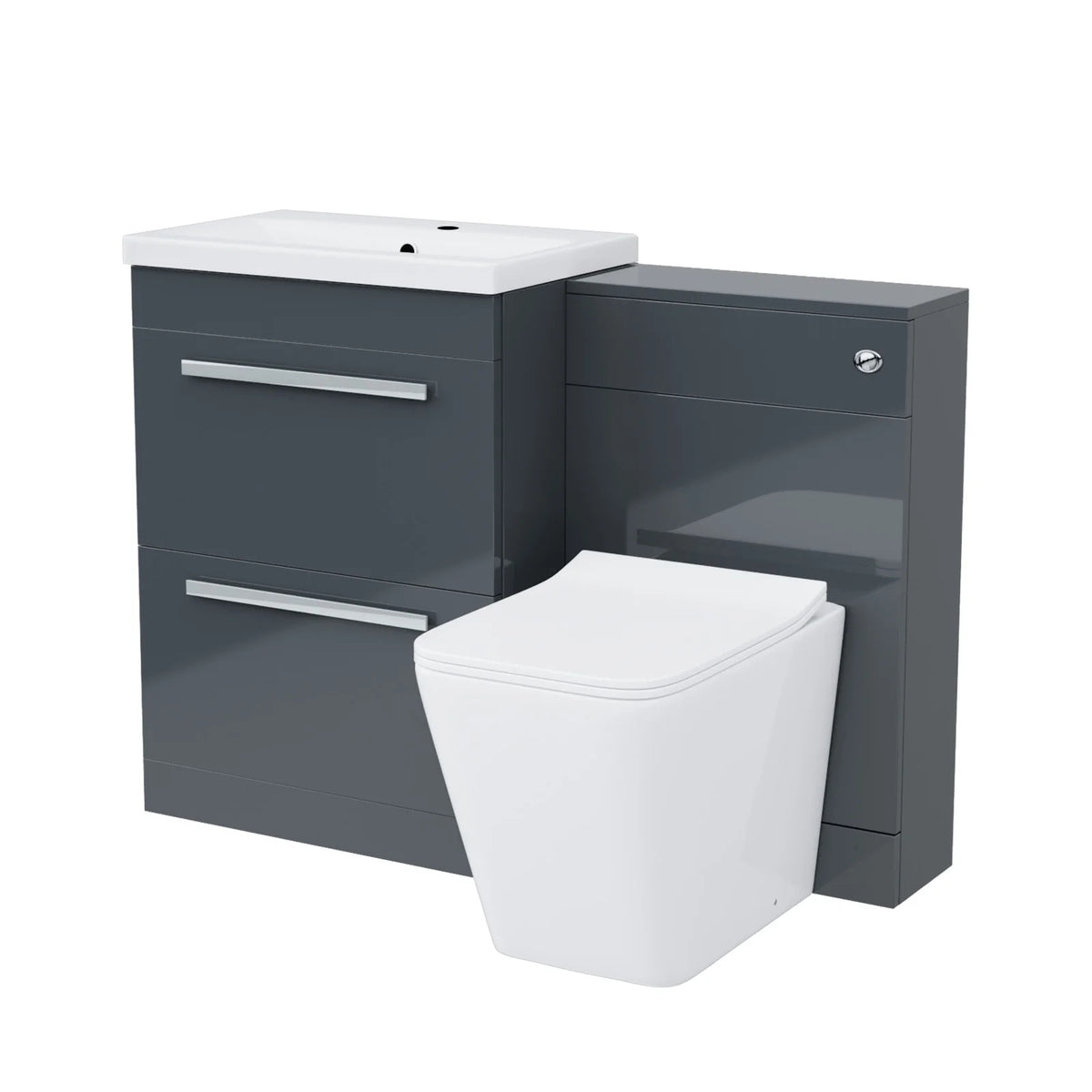 Anthracite 1100mm Freestanding Drawers Vanity With WC Unit & BTW Toilet Pan