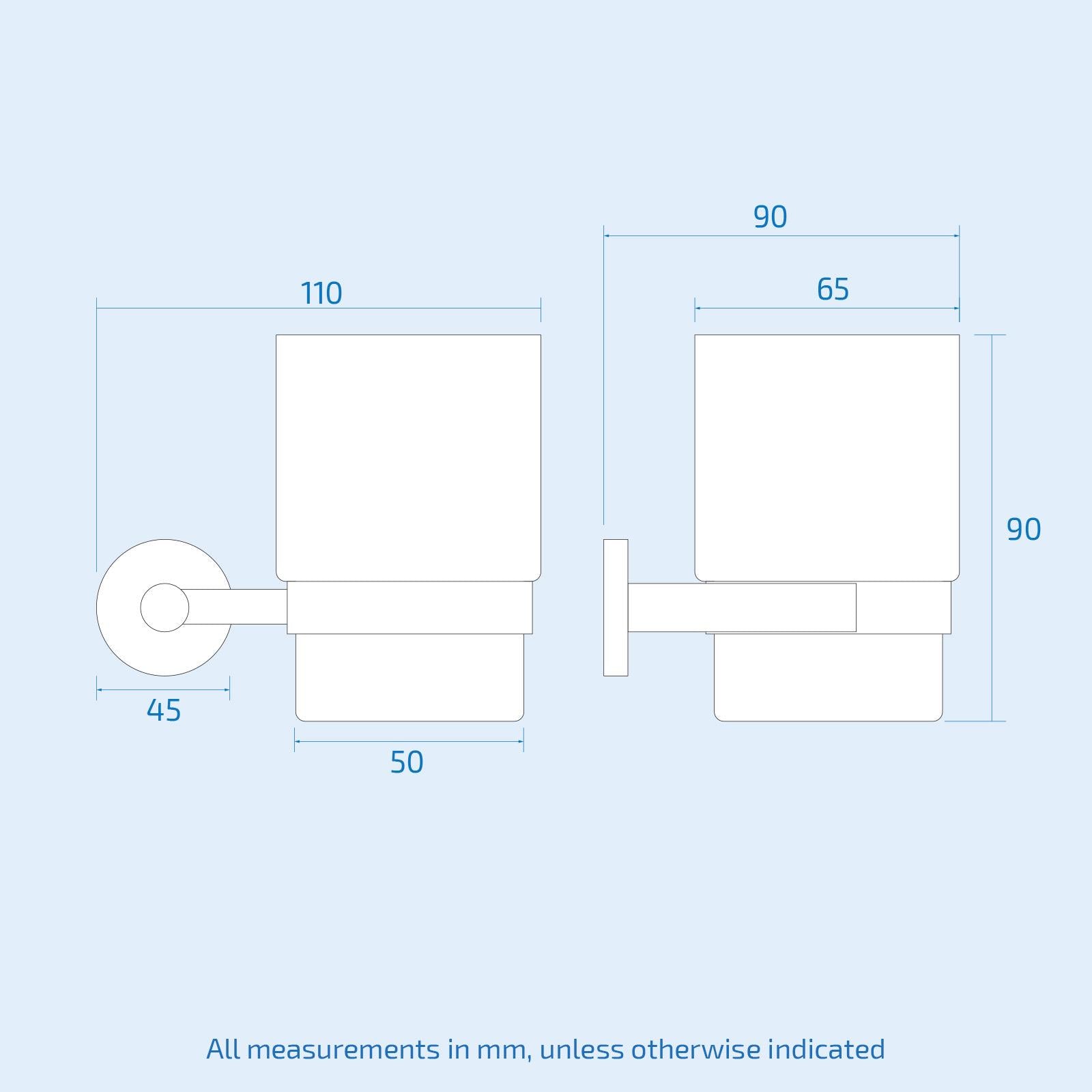 Modern Round Black Matte Single Tumbler Holder Wall Mounted Stainless Steel